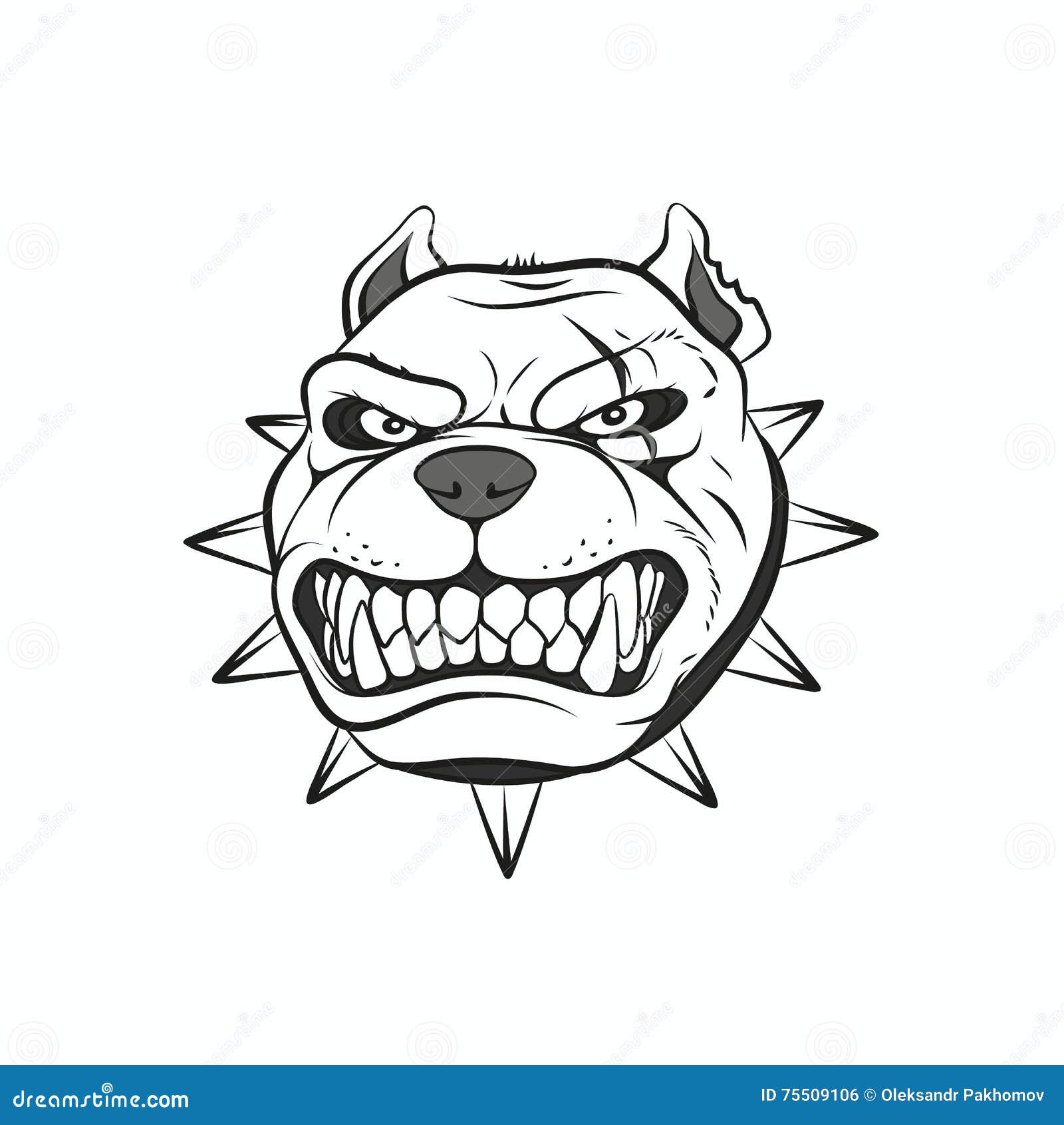 Picture Angry Pitbull Stock Vector Illustration Of Line 75509106