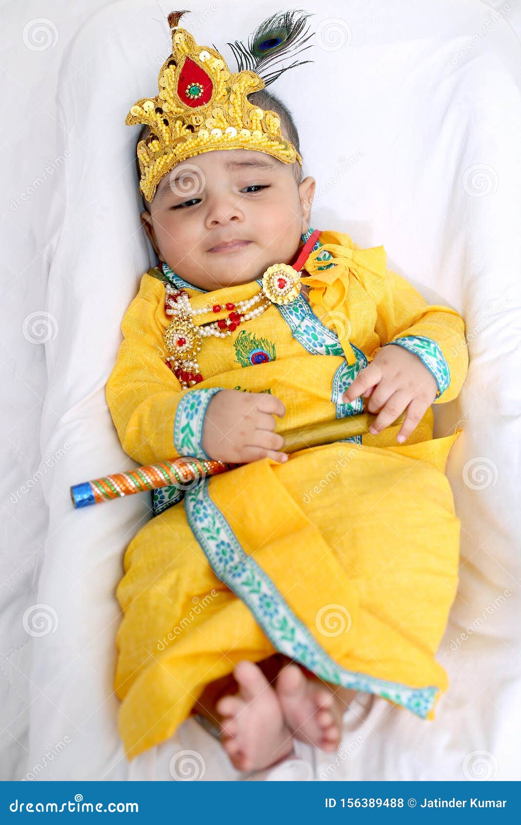 Picture of Baby krishna. stock photo. Image of bhagavan - 156389488
