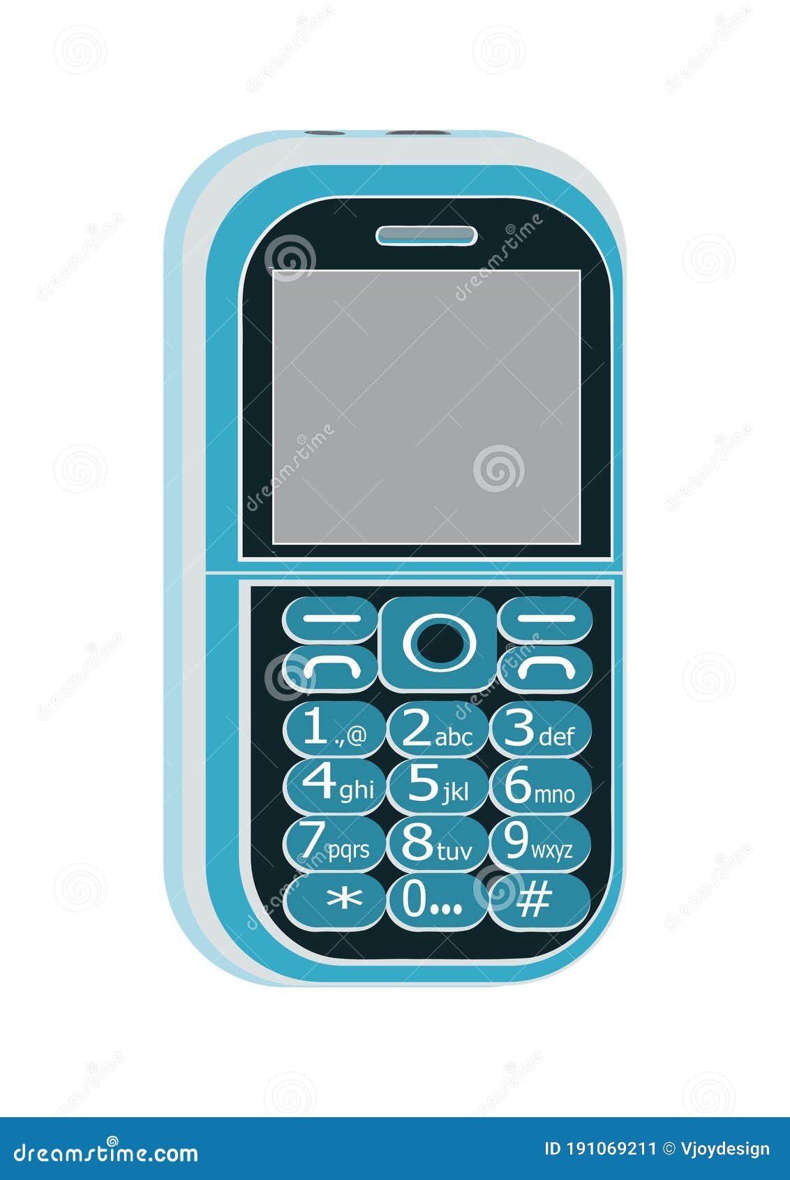 Blue Color, Keypad Mobile Phone, Vector Graphic Design Having in White