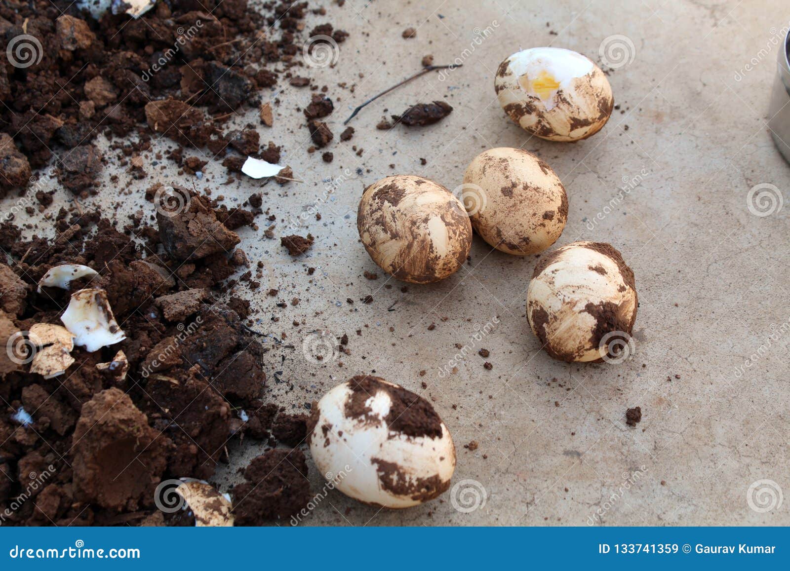Egg Boiled Using Soil and Fire Stock Image Image of grass, flame