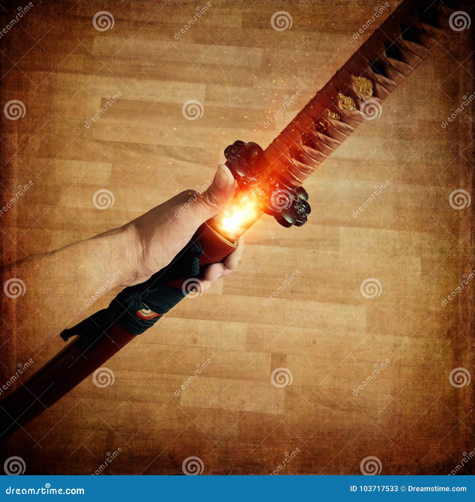 Samurai Katana Sword On Fire Stock Image - Image of katana 