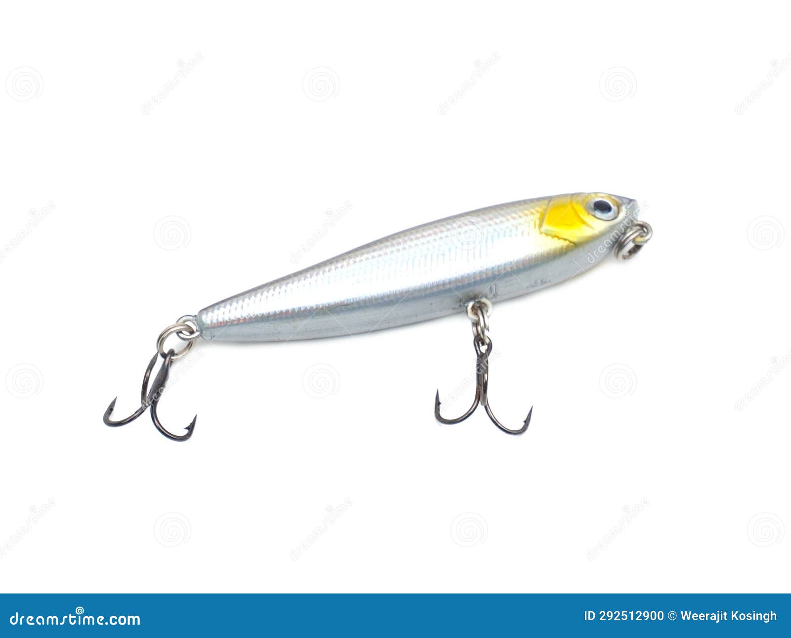 Plug Baits with 3 Way Hooks. Fishing Equipment Isolated on White Background  Stock Photo - Image of color, brand: 292512900
