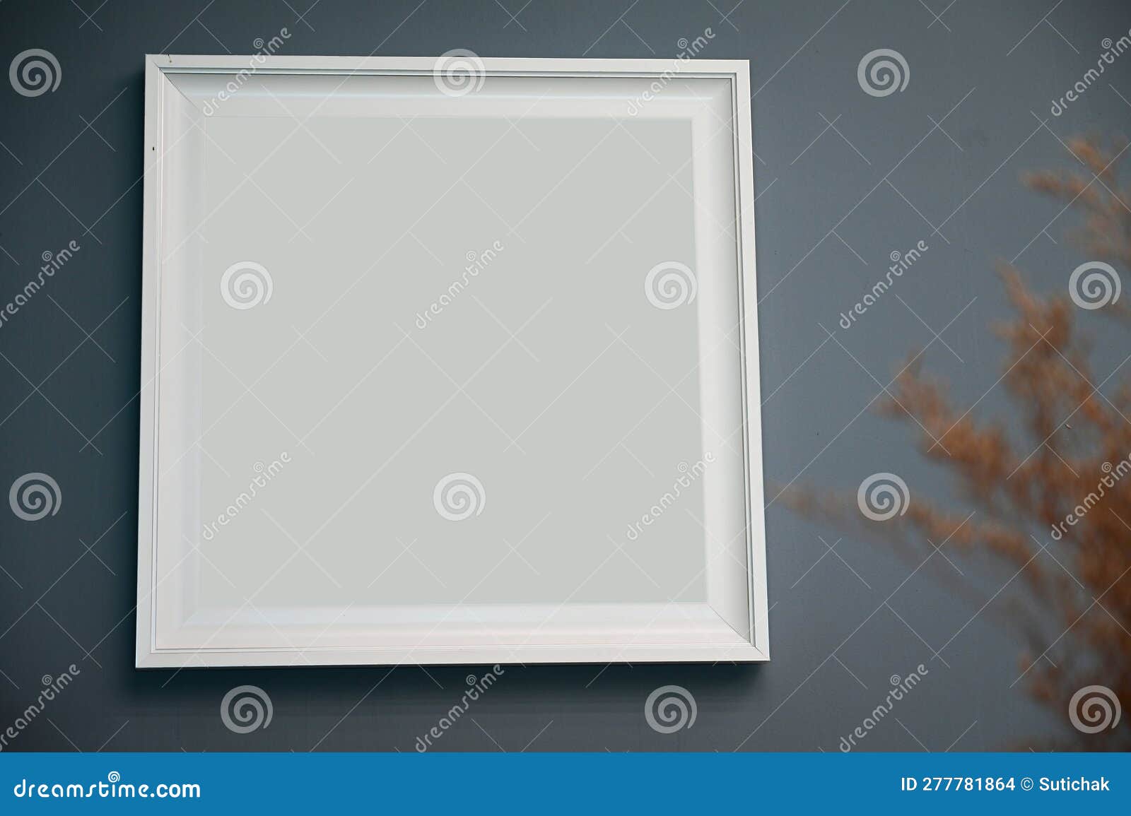 Blank Picture Frame on Grey Wall for Interior Design Stock Photo Image of decoration, abstract