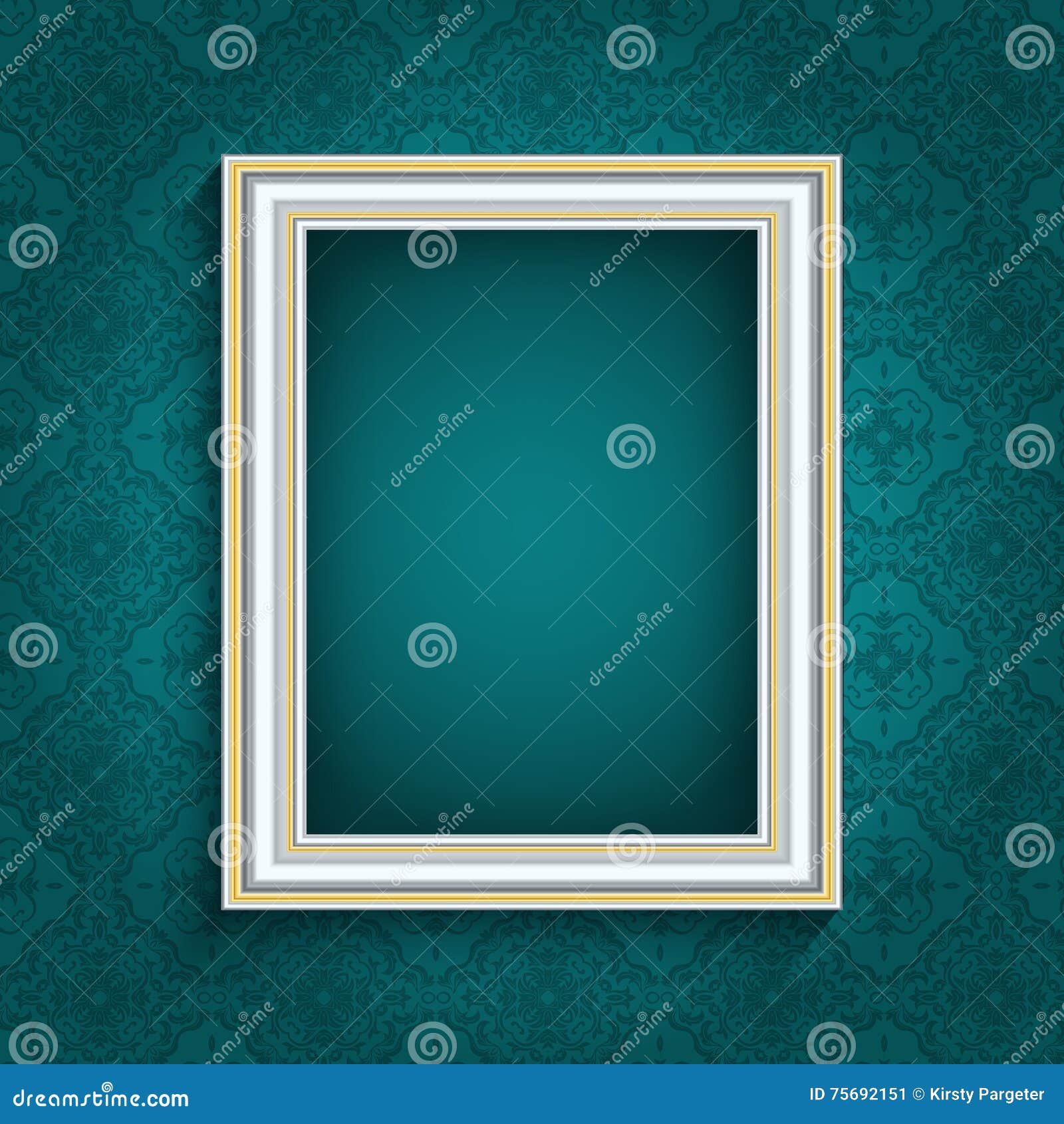 Picture Frame on Vintage Wallpaper Stock Vector Illustration of