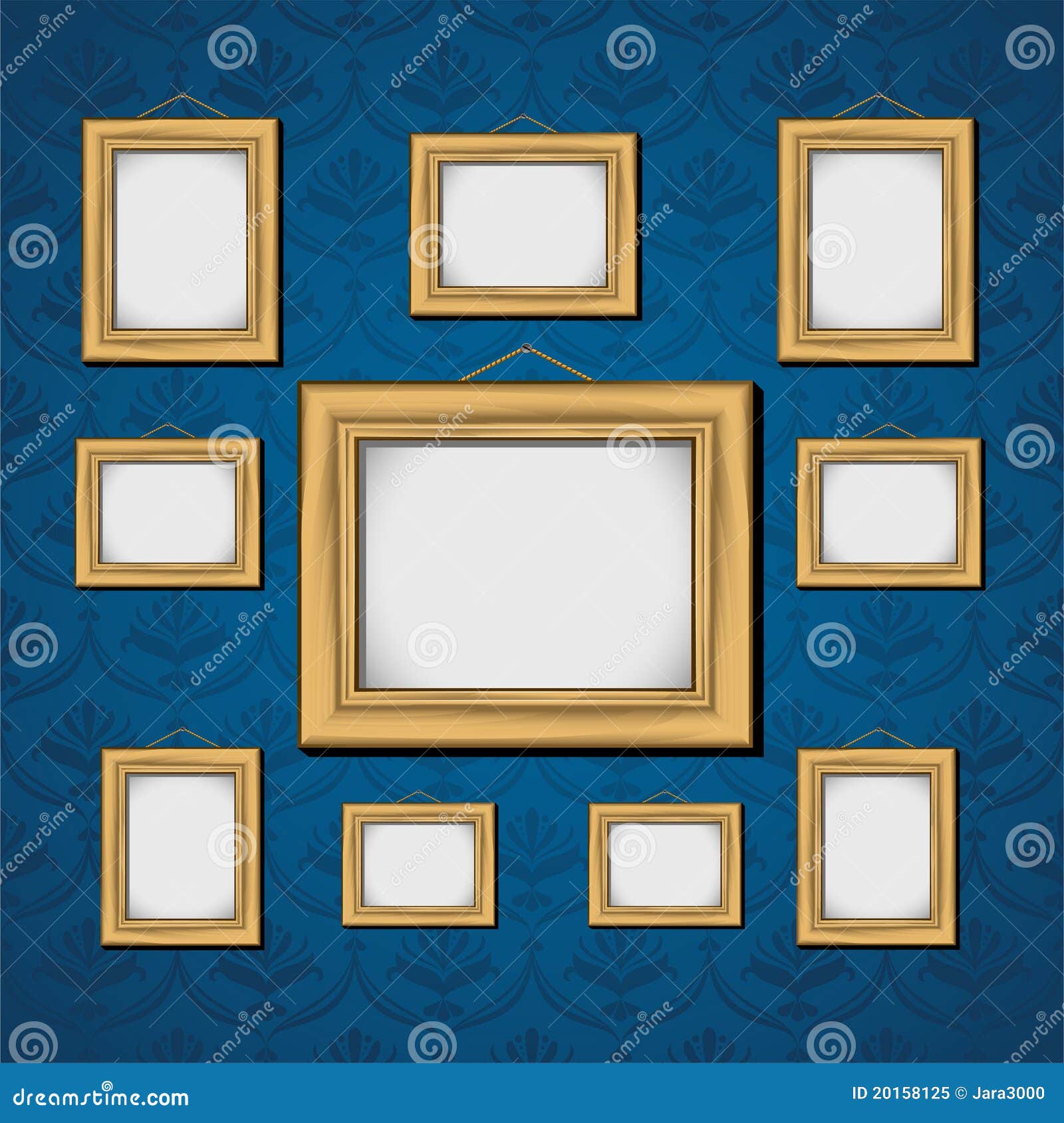 Picture Frames on Blue Wall Stock Vector Illustration of blue