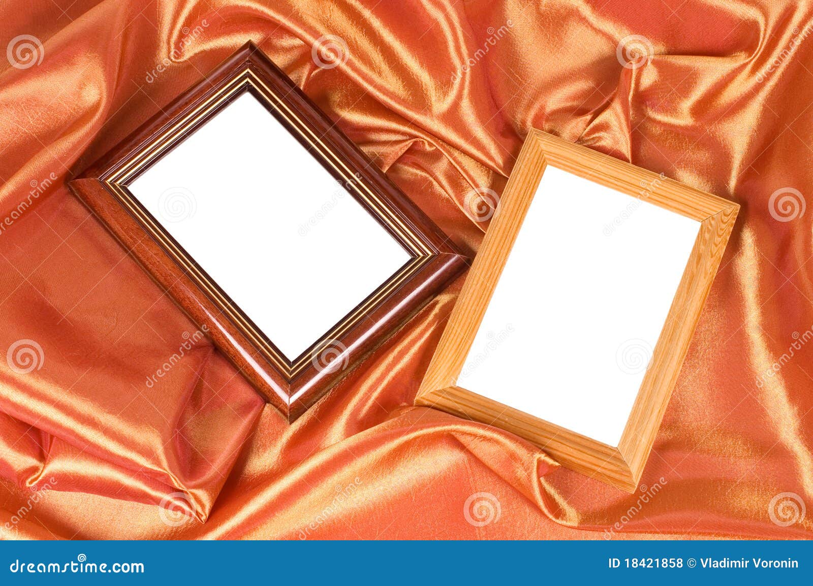 Picture Frames On The Color Satin Background Stock Photo Image of