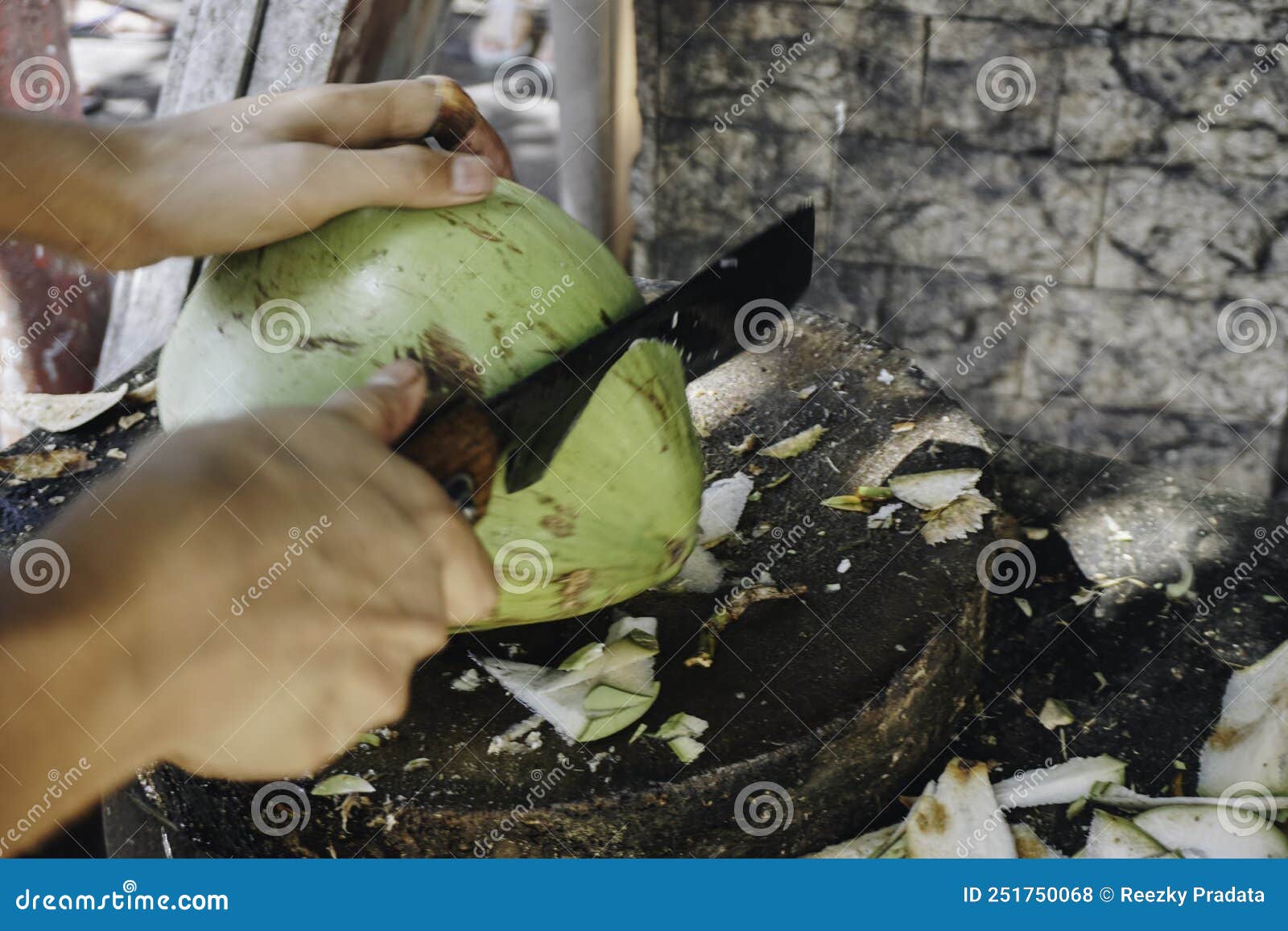 Picture of Fresh Coconut Juice on a Tropical Beach Stock Photo Image