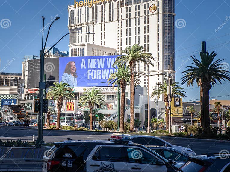 LAS VEGAS - AUGUST 19, 2024: a Billboard Promoting Kamala Harris during