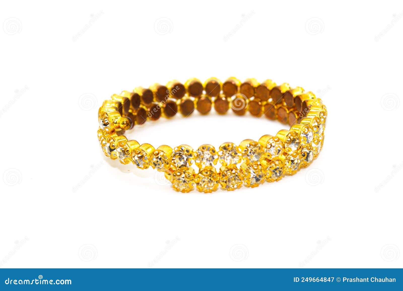 A Picture of Gold Plated Diamond Bracelet with Selective Focus Stock Image Image of glamour