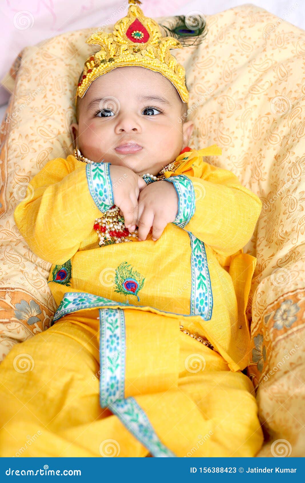 CHIKLOO Krishna Dress for Kids, Baby Krishna Dress for Janmashtami with  Krishna Mukut, janmashtmi wear dress - Price History