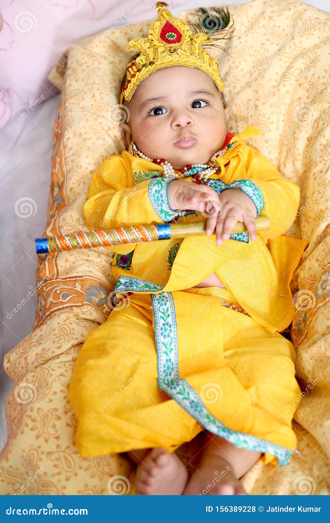 Picture of Baby krishna. stock photo. Image of children - 156389228
