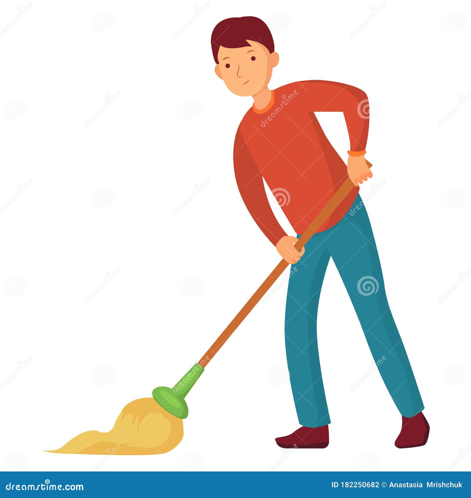 Picture of a Man Cleaning. Vector Illustration Stock Illustration