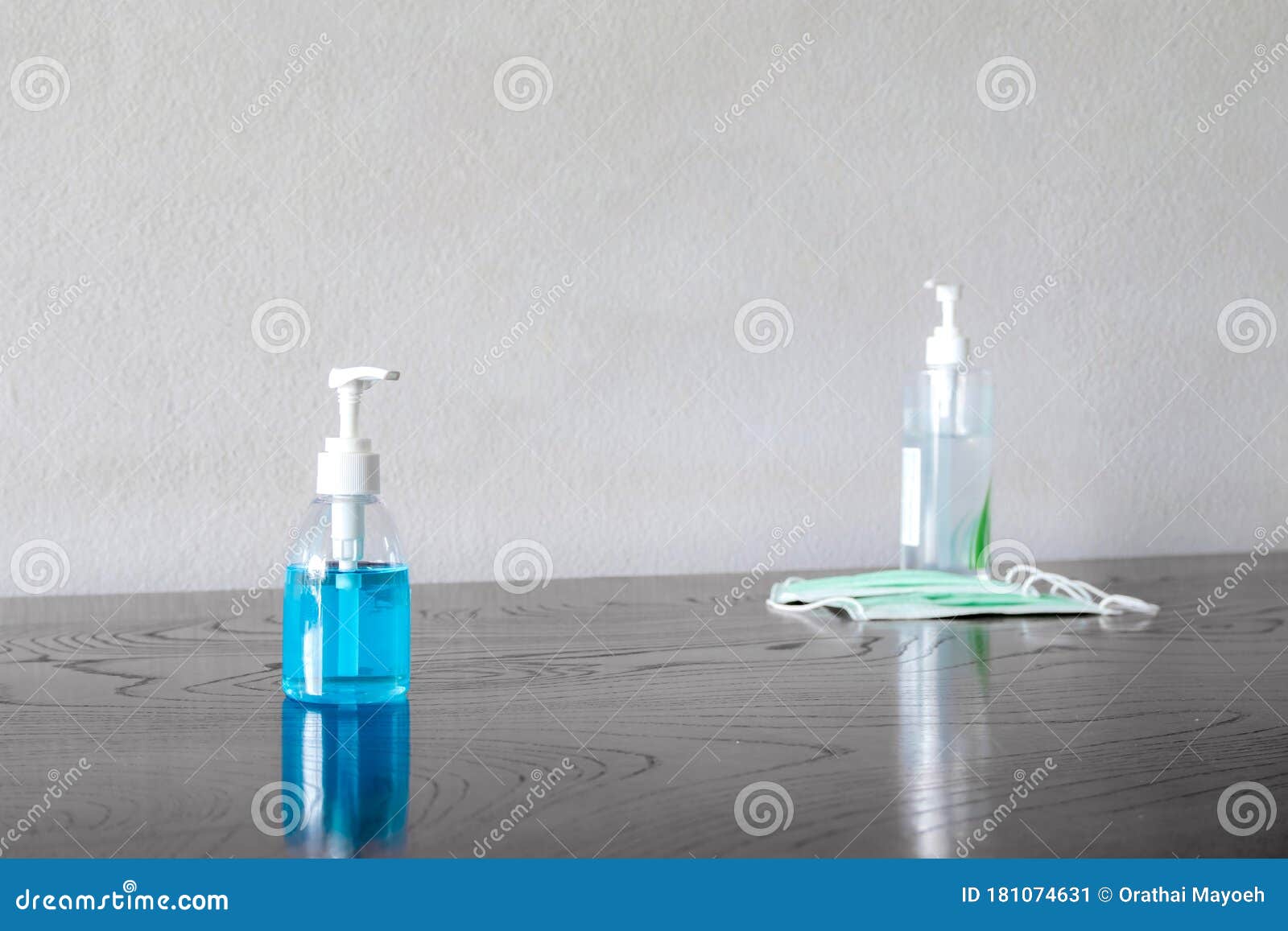 Picture Of Medical Surgical Mask And Alcohol Hand Sanitizer Wash Dirt