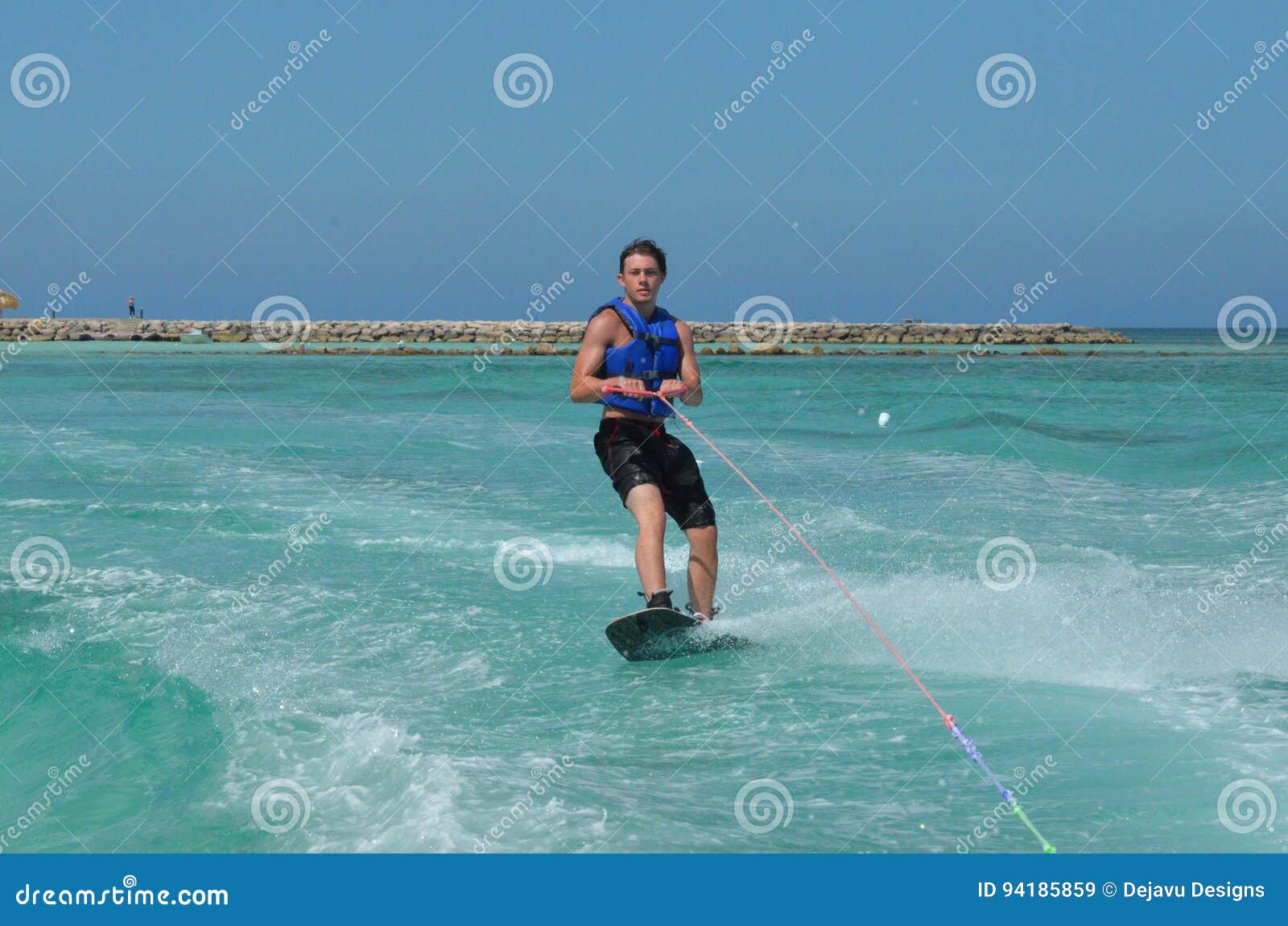 A Picture Perfect Day Wakeboarding in Aruba Stock Image Image of