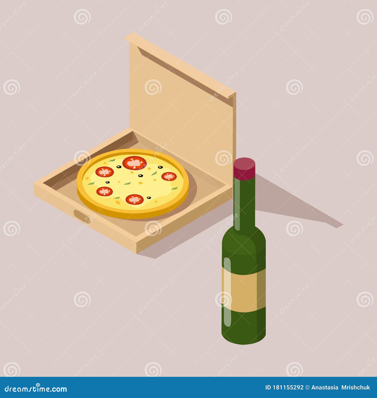 Picture of Pizza and Wine. Vector Illustration Stock Illustration Illustration of rome