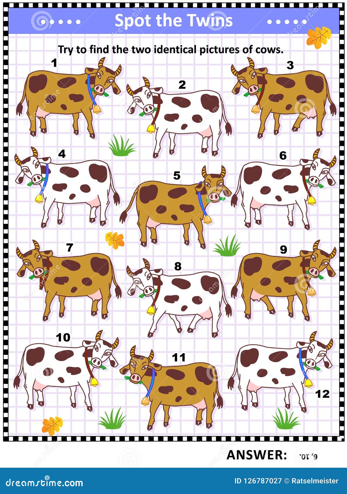 picture puzzle with spotted milk cows