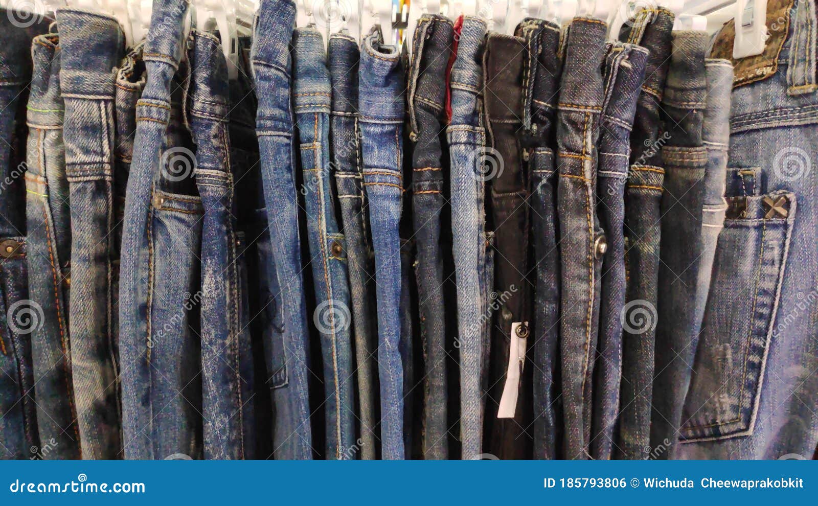 Picture of Secondhand Denim Fabric Pattern. Editorial Photo Image of
