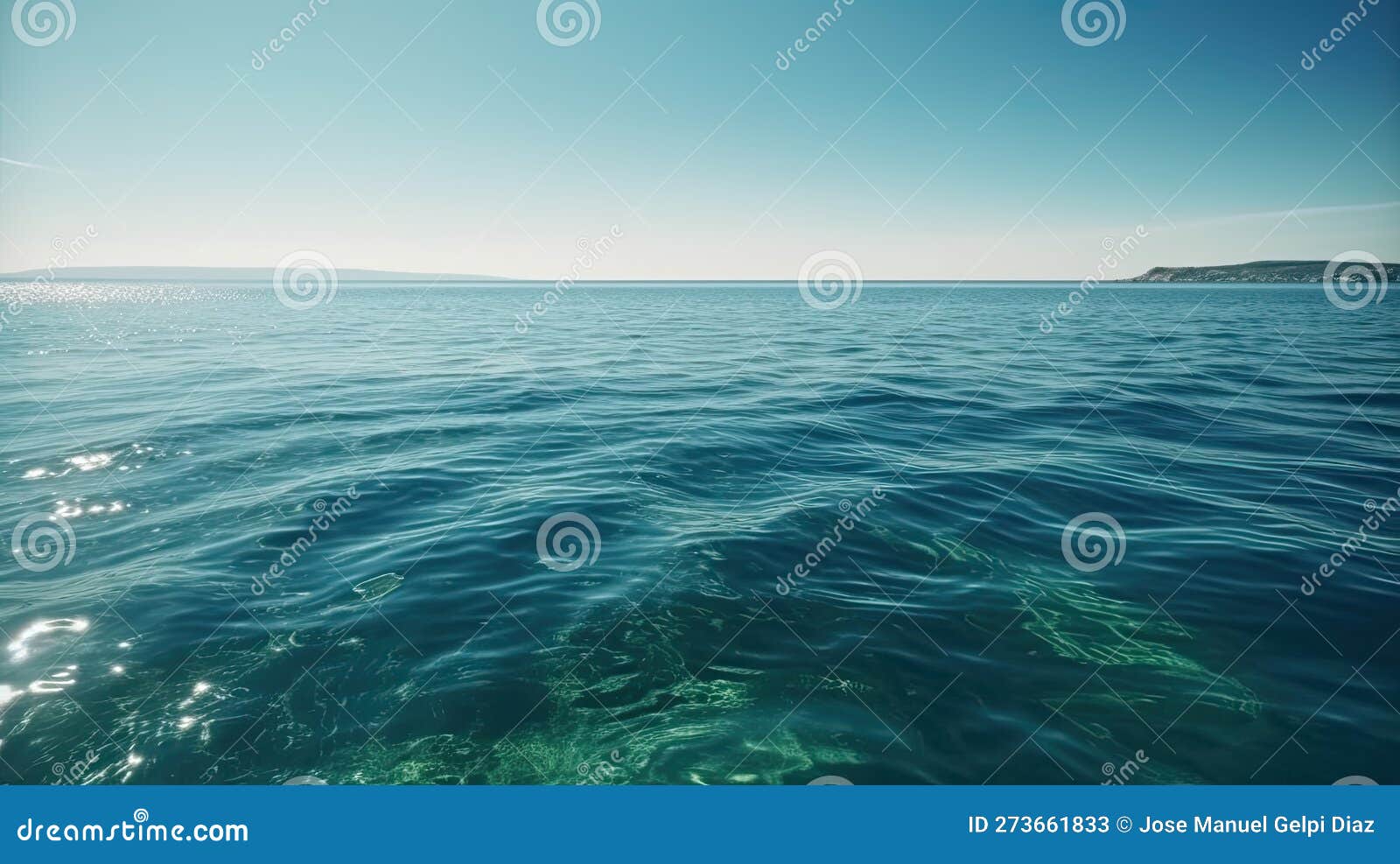 picture a serene ocean surface on a sunny day, with calm waters. generative ai