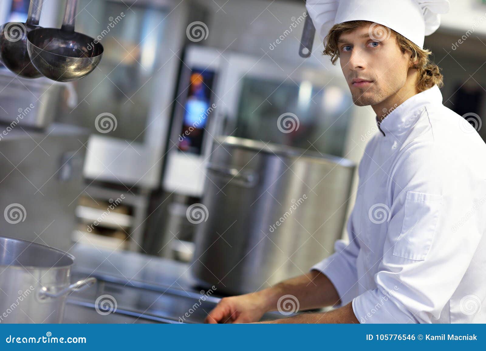 Busy Chef at Work in the Restaurant Kitchen Stock Photo Image of