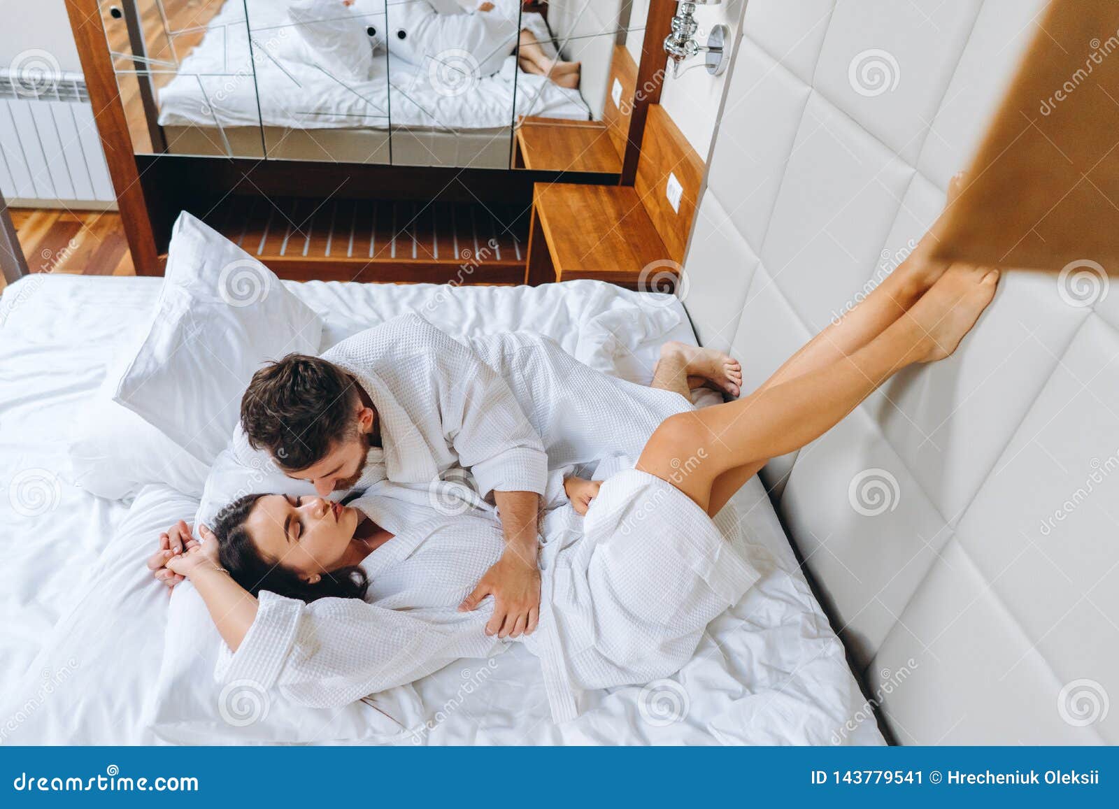 Picture Showing Happy Couple Resting In Hotel Room Stock Image Image