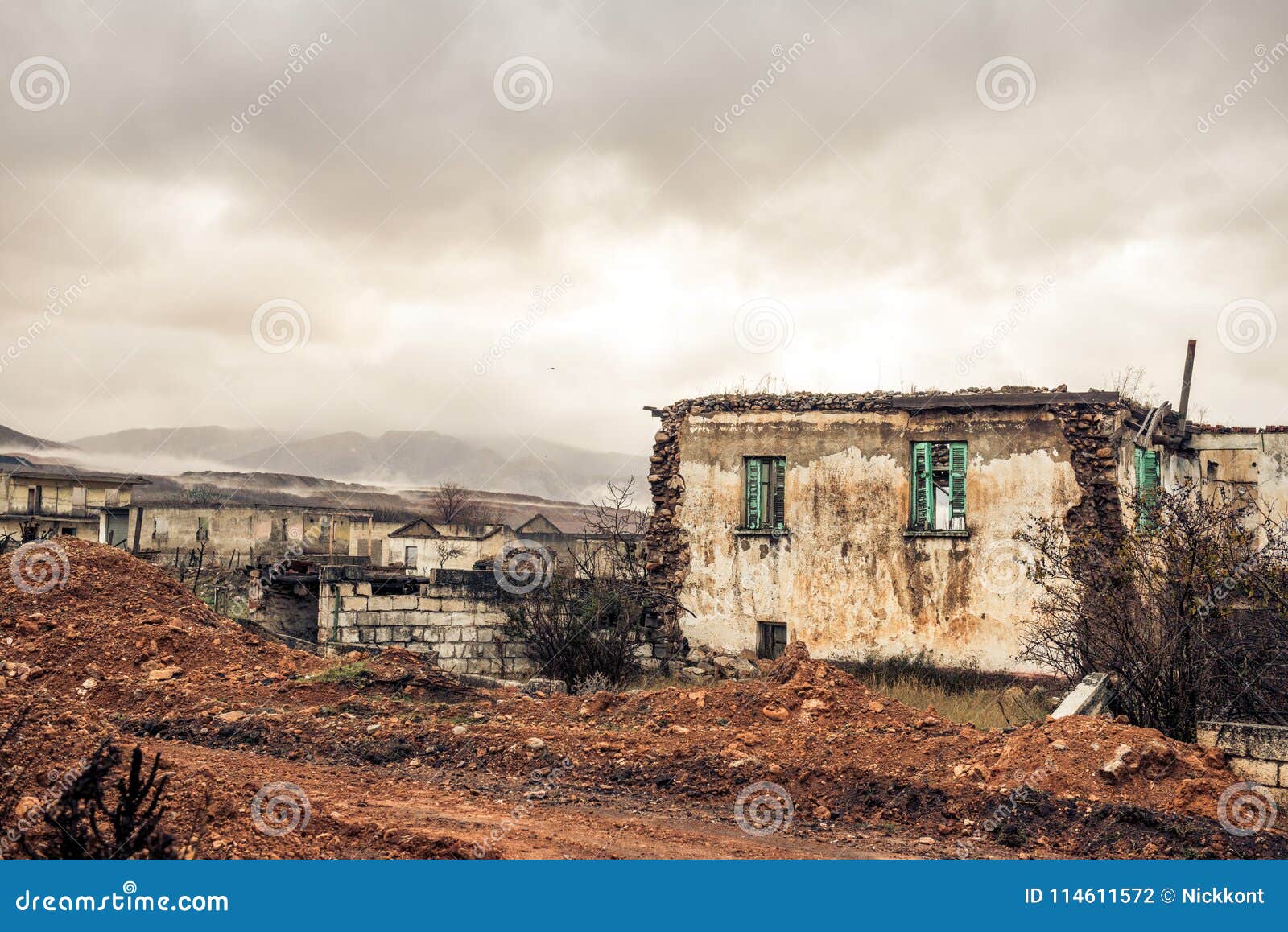 An Abandoned Town in Ptolemaida Greece Stock Photo - Image of village ...
