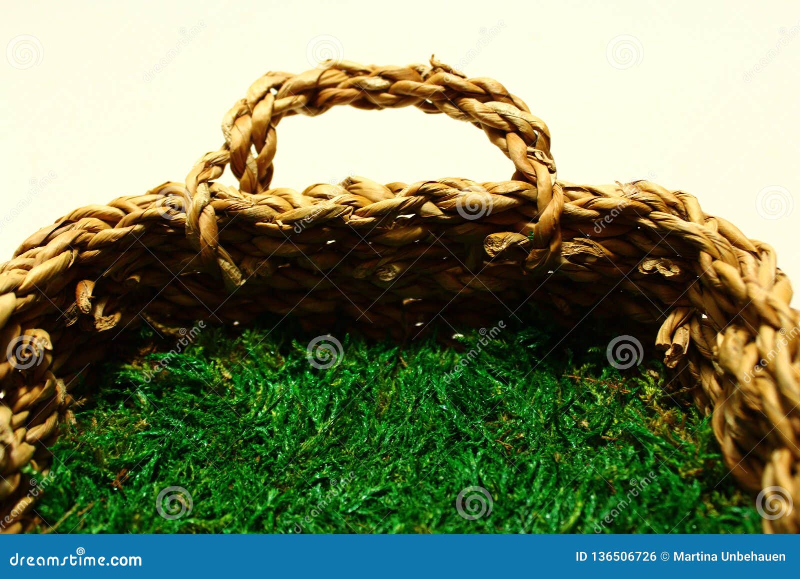 Basket with moss stock photo. Image of green, march 136506726