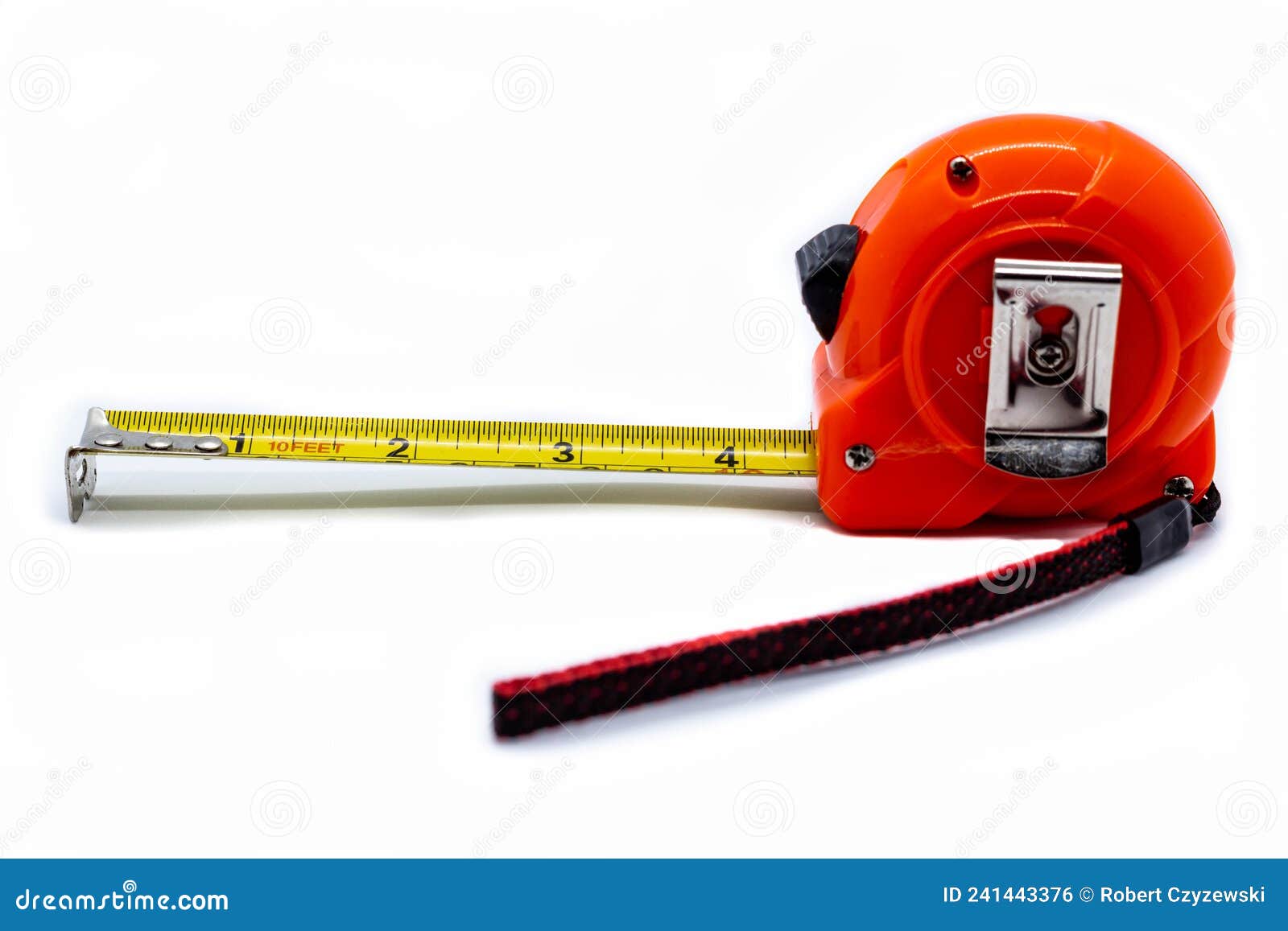 Tape Measure in Centimeters and Inches on a White Background Stock