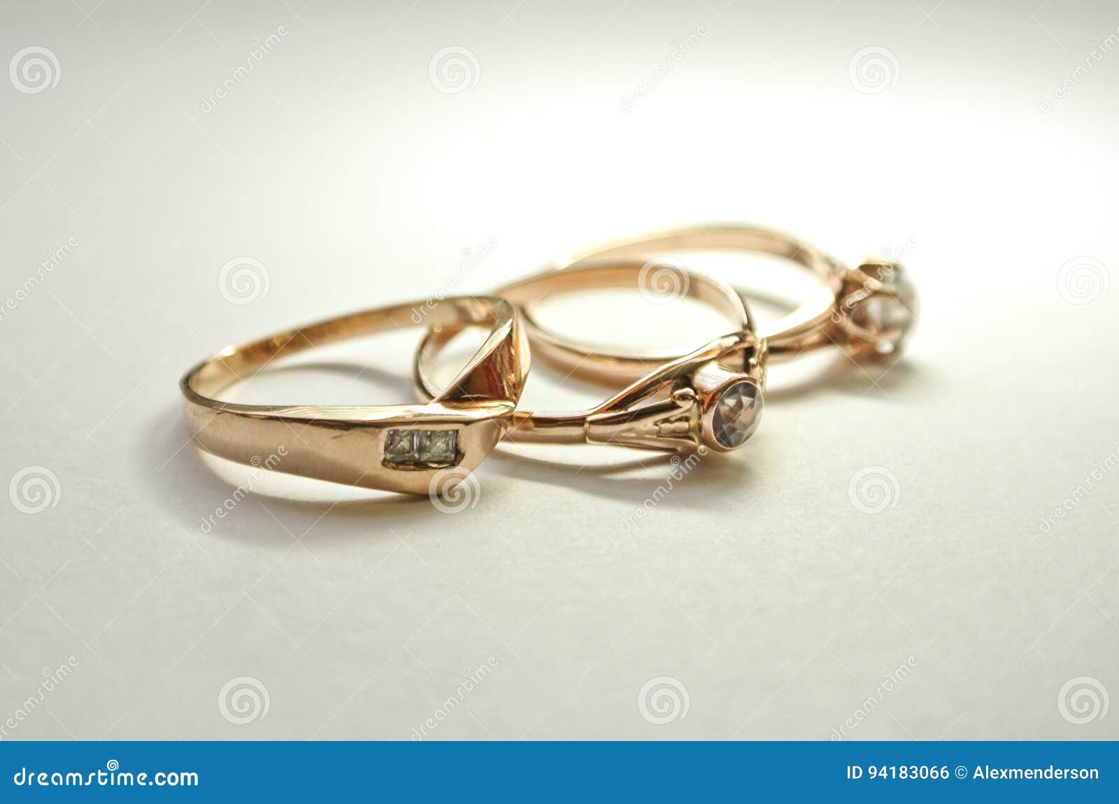 Picture of Three Beautiful Female Rings. Stock Photo Image of