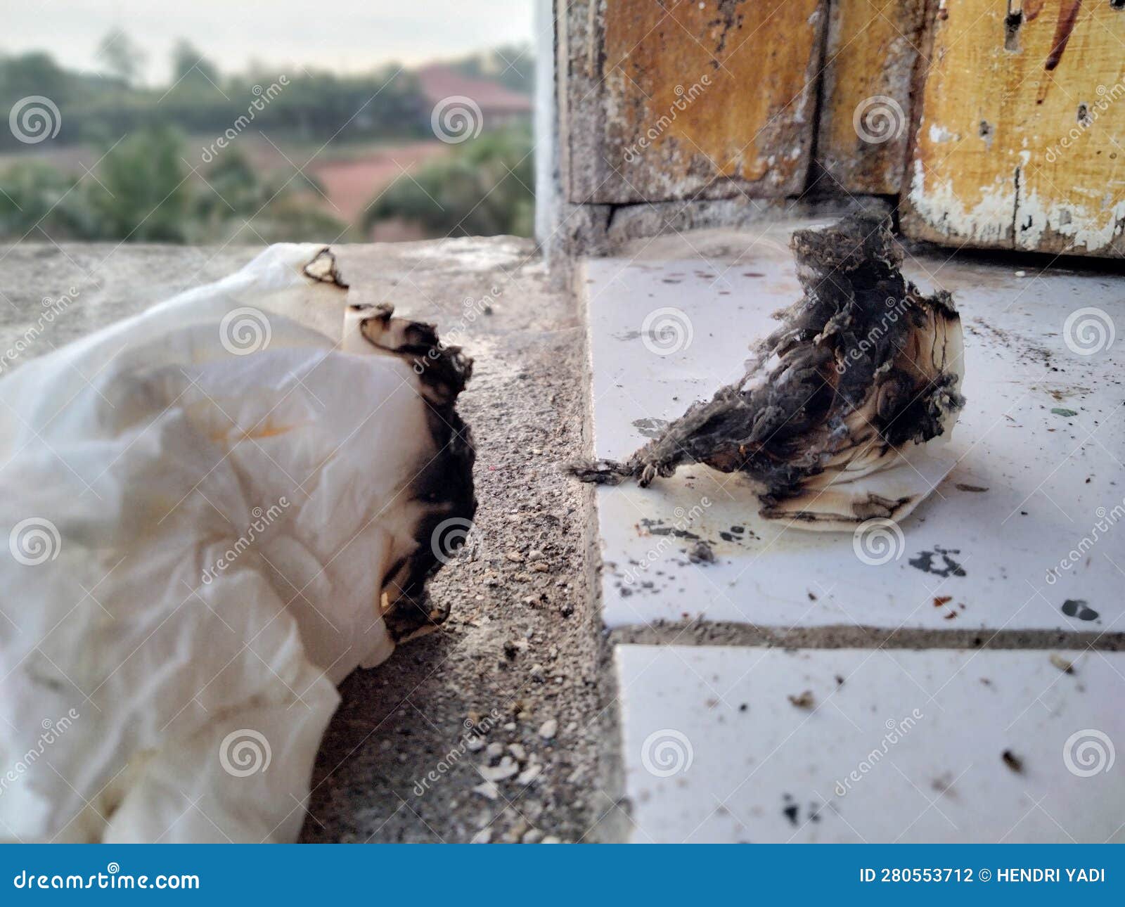 A Picture of a Tissue Burning on the Floor Stock Photo Image of