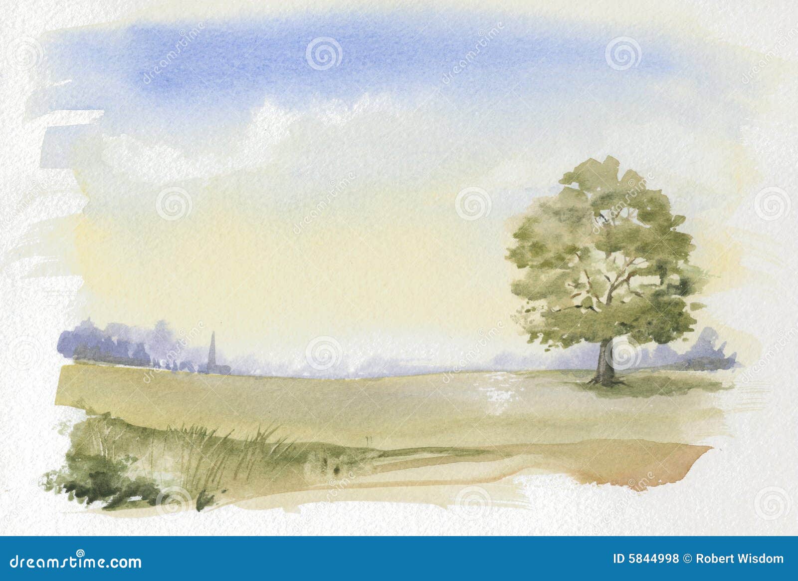 picture of typical english countryside watercolour