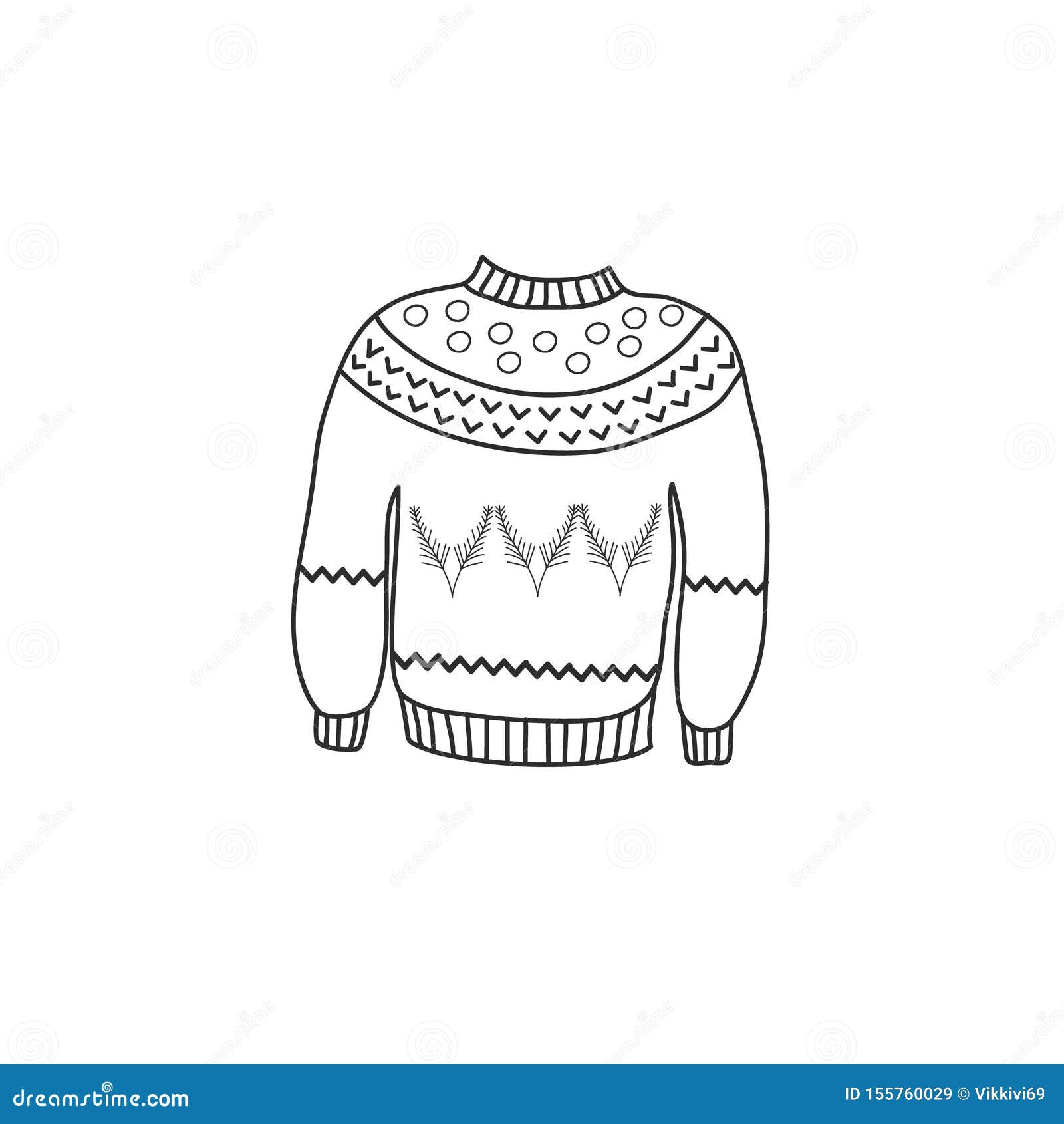 A Picture of a Warm Wool Sweater in the Style of a Doodle. Vector ...