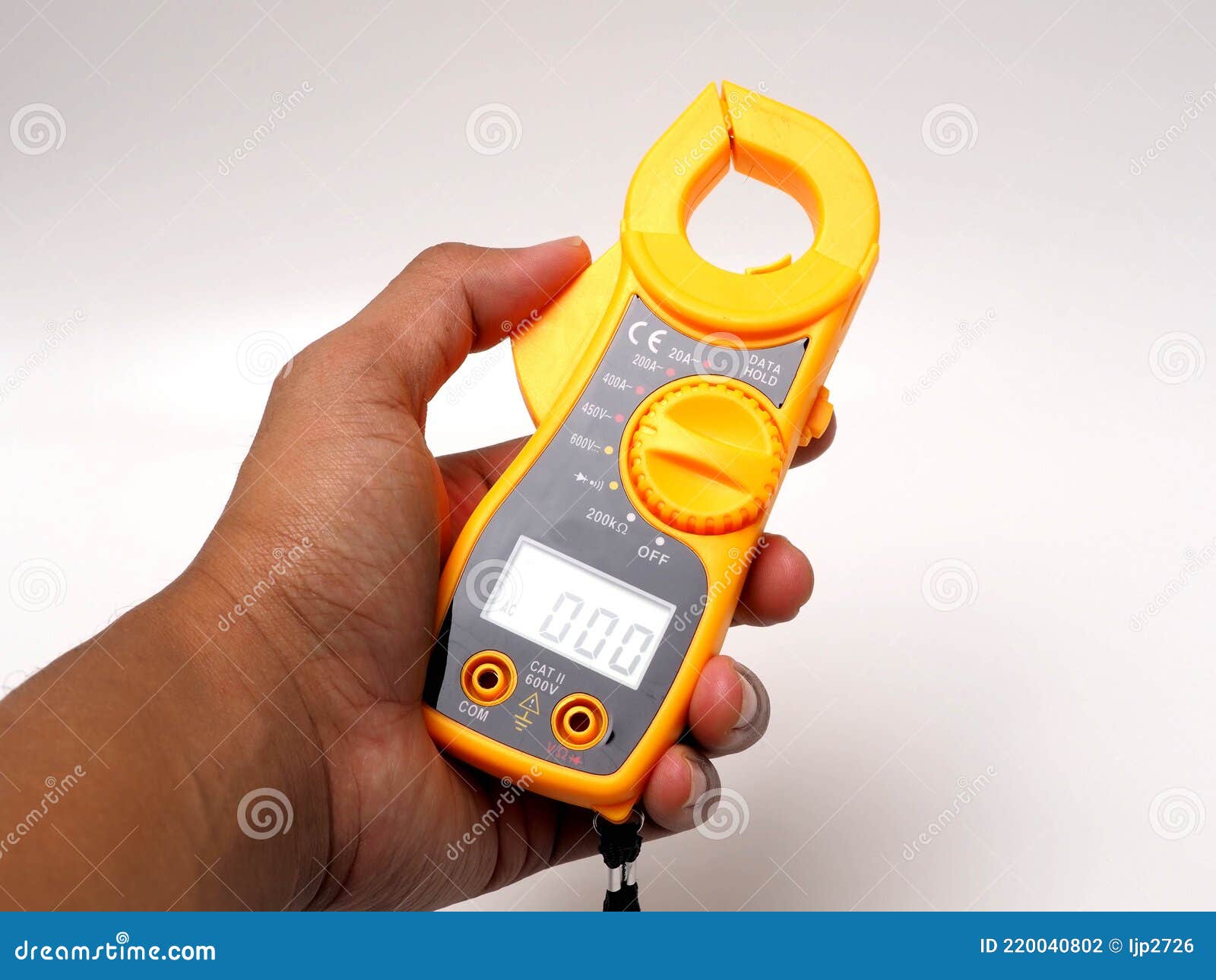 Picture of Yellow Digital Clamp Meter that Using for Measuring Electrical Current, Voltage and