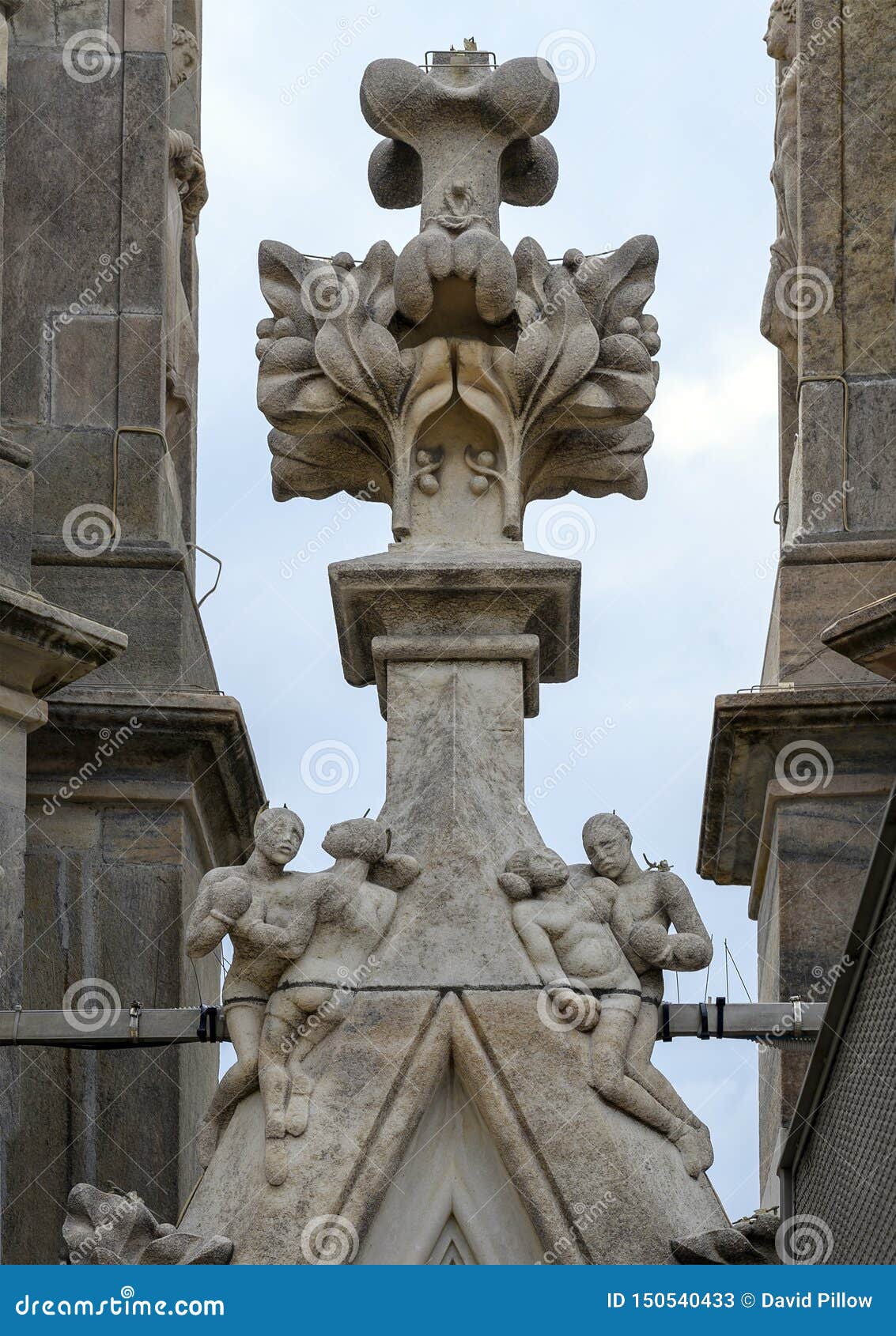 Boxer Sculpture Rooftop, Milan Cathedral or Duomo Di Milano, the ...