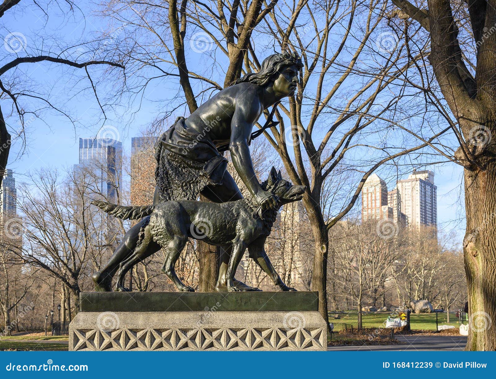 `indian hunter` by john quincy adams ward in central park, new york city.