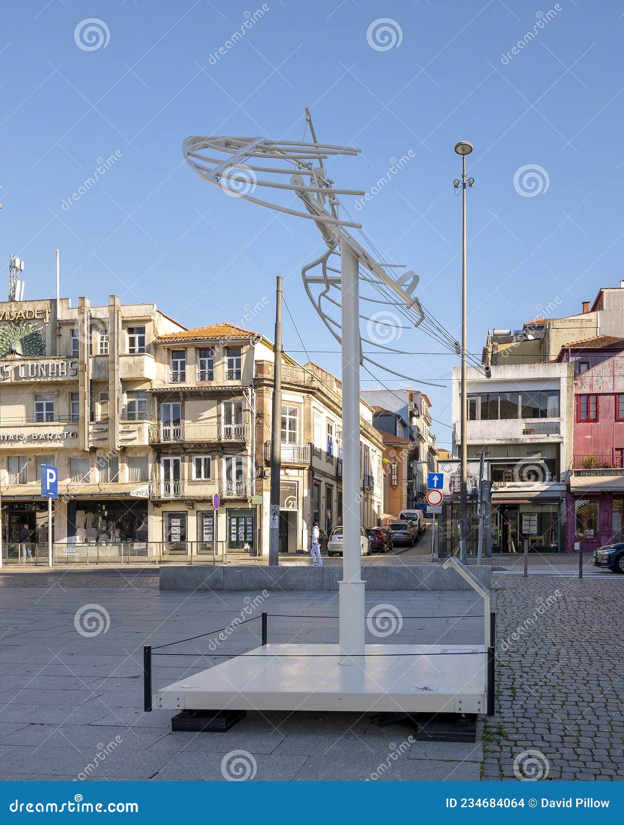 `flying machine`, a scale model of a creation by leonardo da vinci located in an exhibit in porto, portugal.
