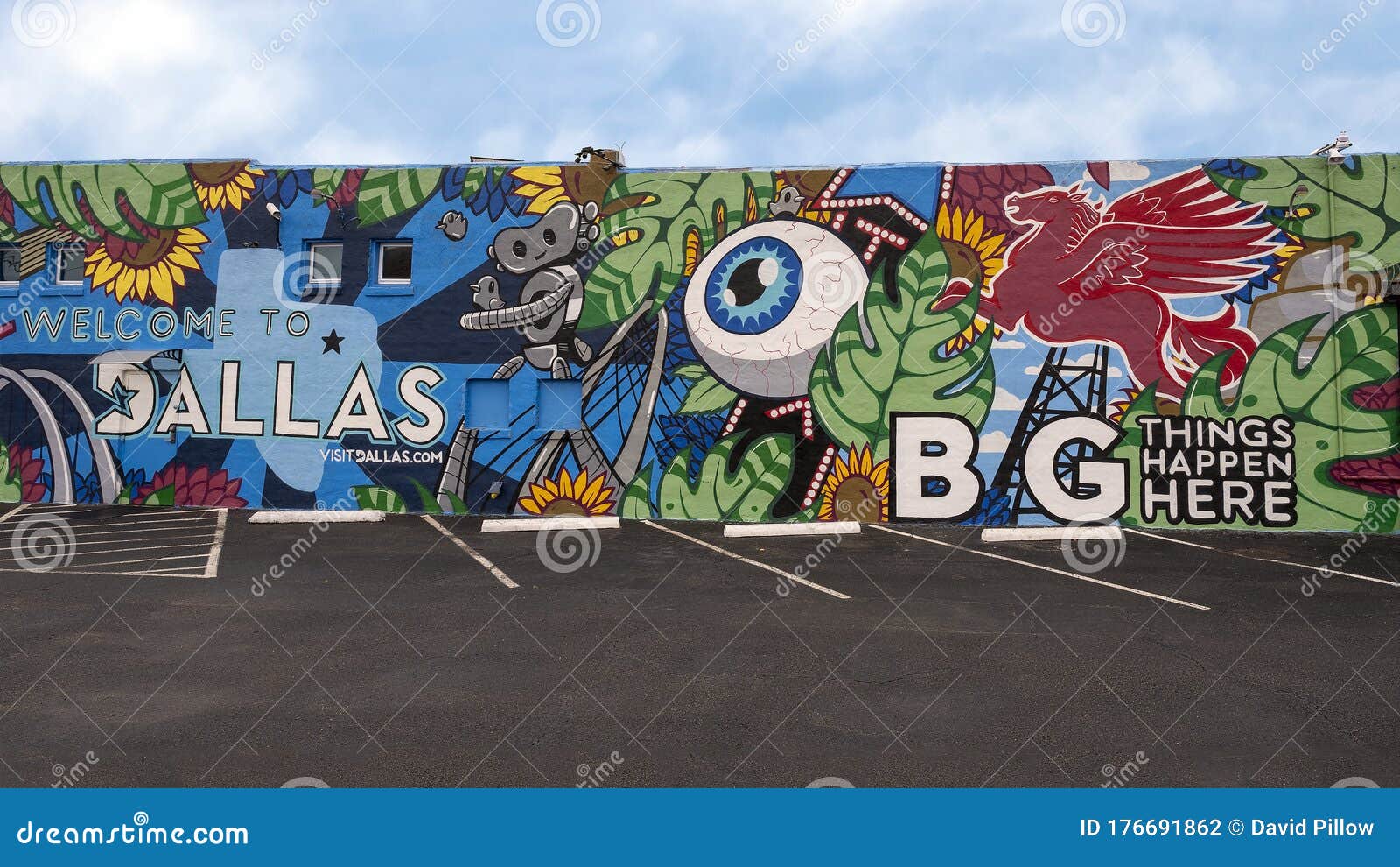 Bispo Mural Arts District Do Abacaxi, Dallas, Texas Foto Editorial