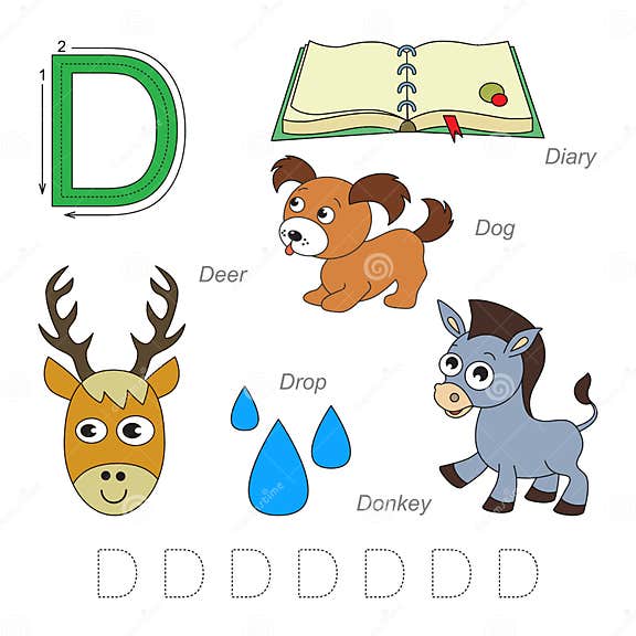 Pictures for letter D stock illustration. Illustration of game - 68126019