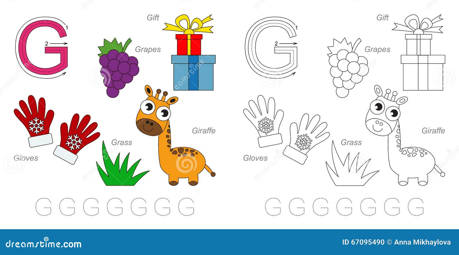 Pictures for letter G stock illustration. Illustration of kindergarten ...