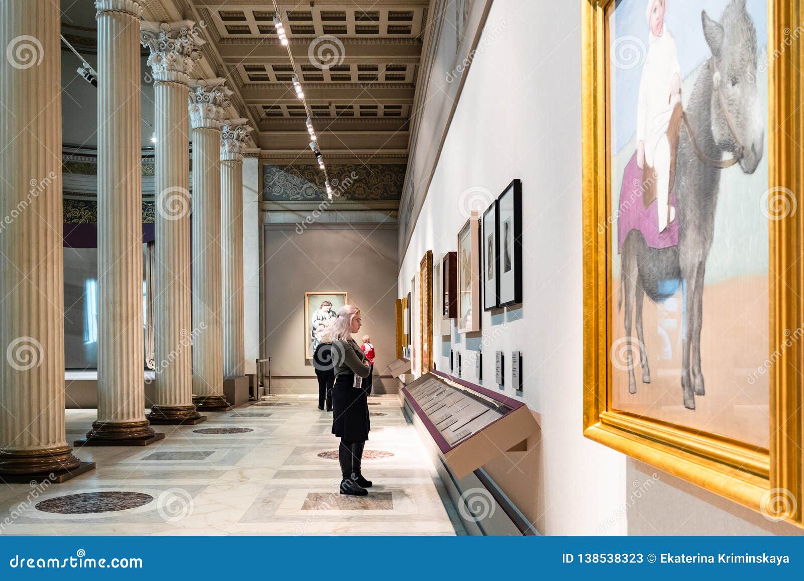 Pictures in White Hall of Pushkin Museum in Moscow Editorial Stock