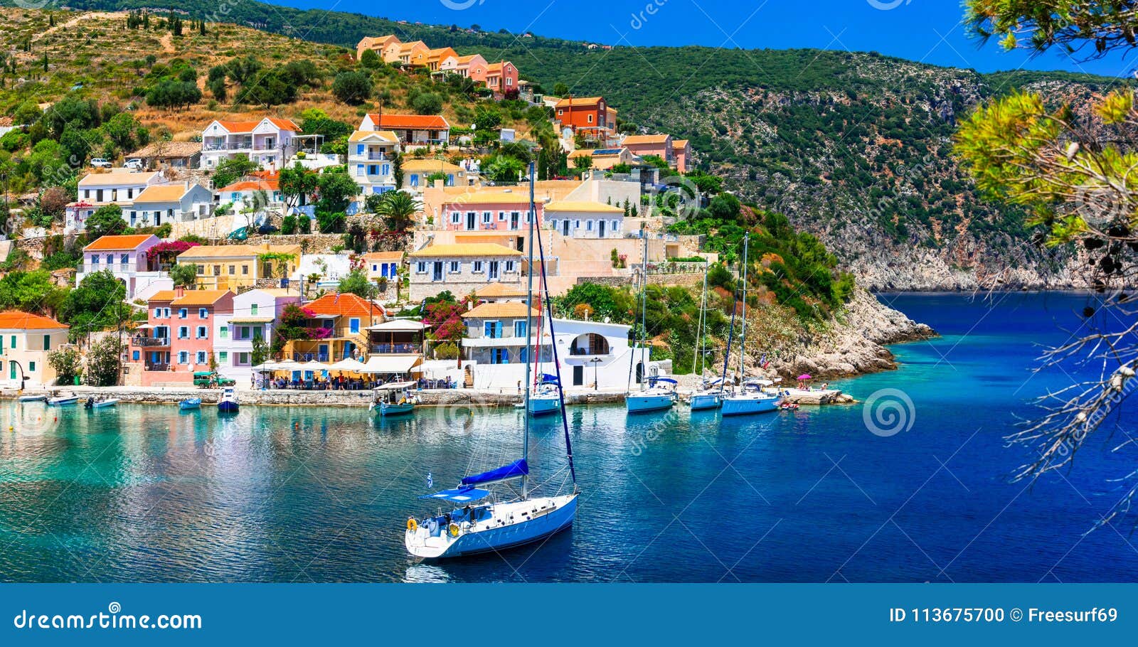 picturesque colorful village assos, kefalonia,greece.