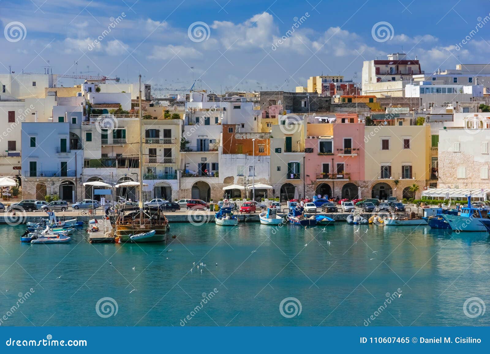 colourful buidings on the seafront. trani. apulia. italy