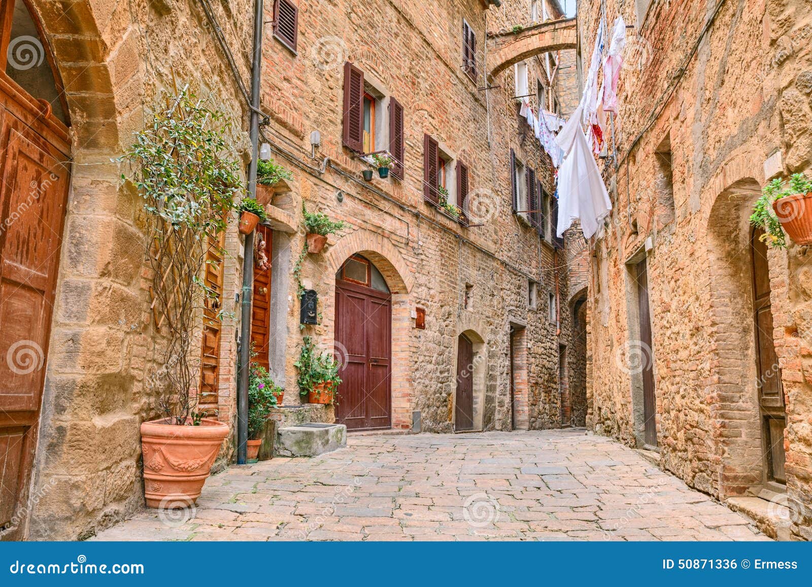 picturesque corner in volterra, tuscany, italy