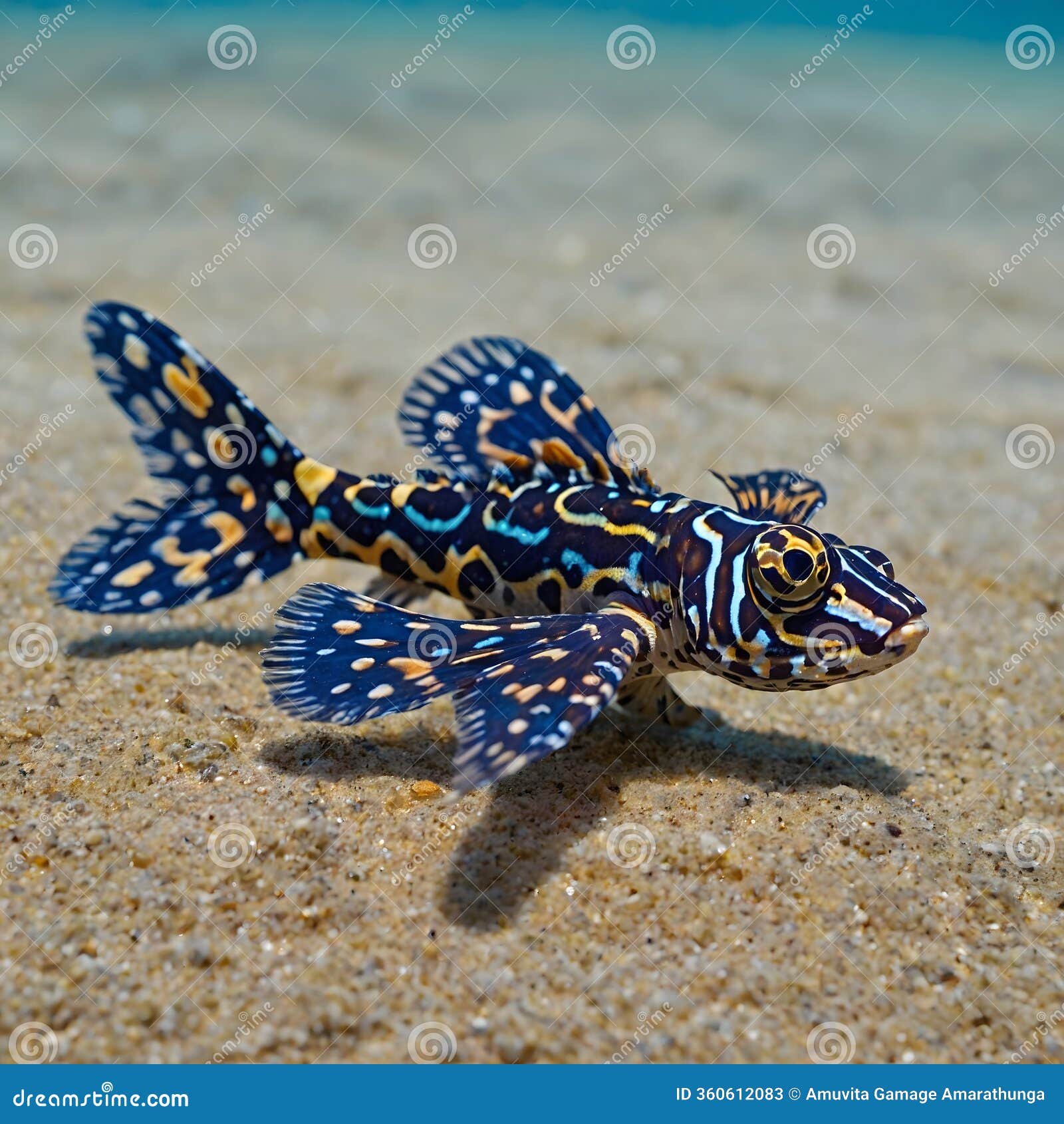 picturesque dragonet gliding gracefully above the sandy ocean floor