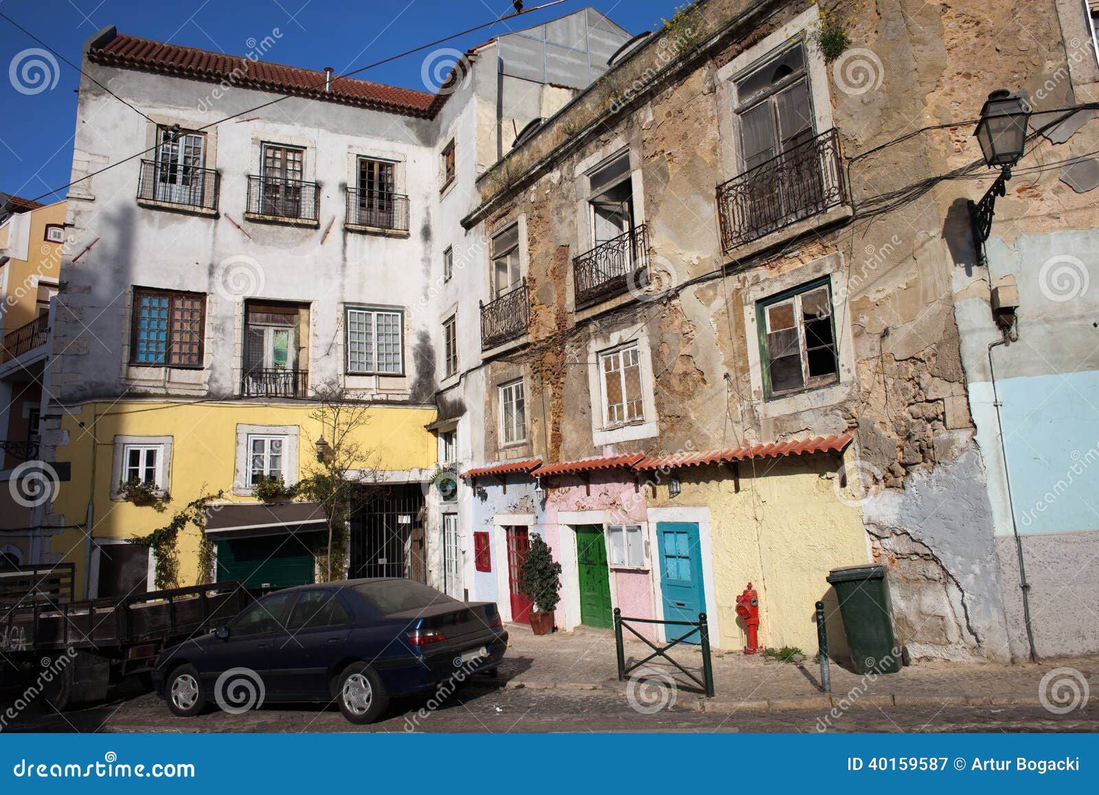 Picturesque Houses in Lisbon. Aged picturesque houses in historic district of Alfama in the city of Lisbon, Portugal.