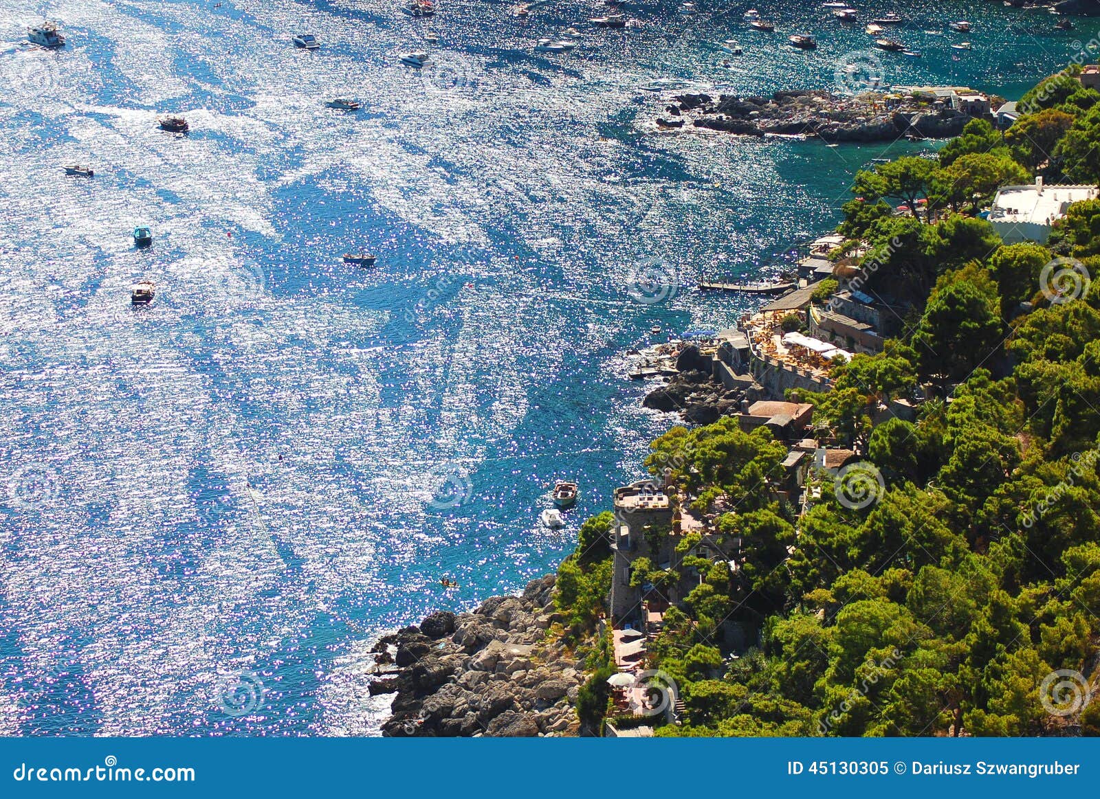 picturesque marina piccola on capri island, italy