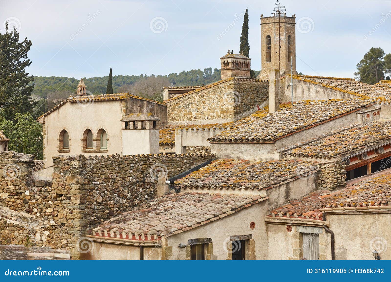 picturesque medieval village of monells. girona, costa brava. catalunya. spain