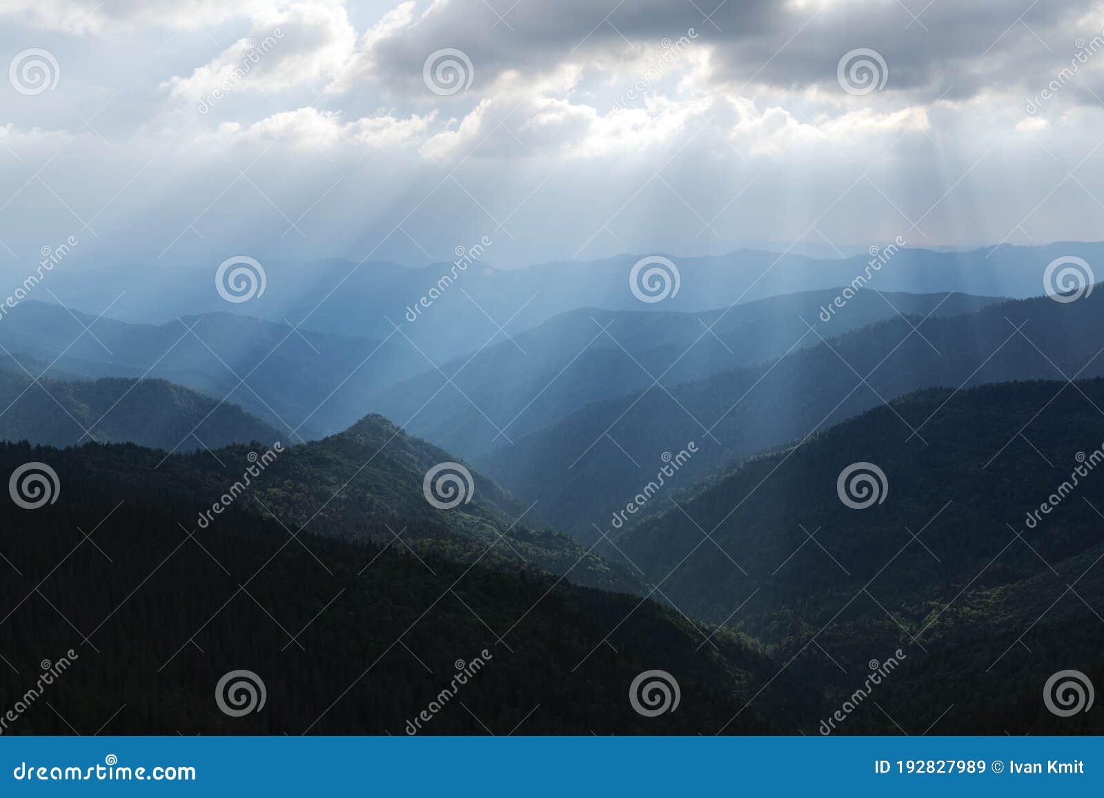 picturesque mountain ranges glowing by sun rays