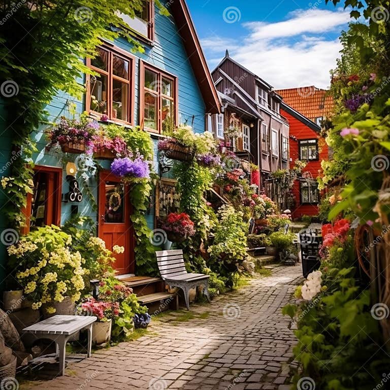 Picturesque Neighborhood Cafe and Hidden Gems of Oslo Stock