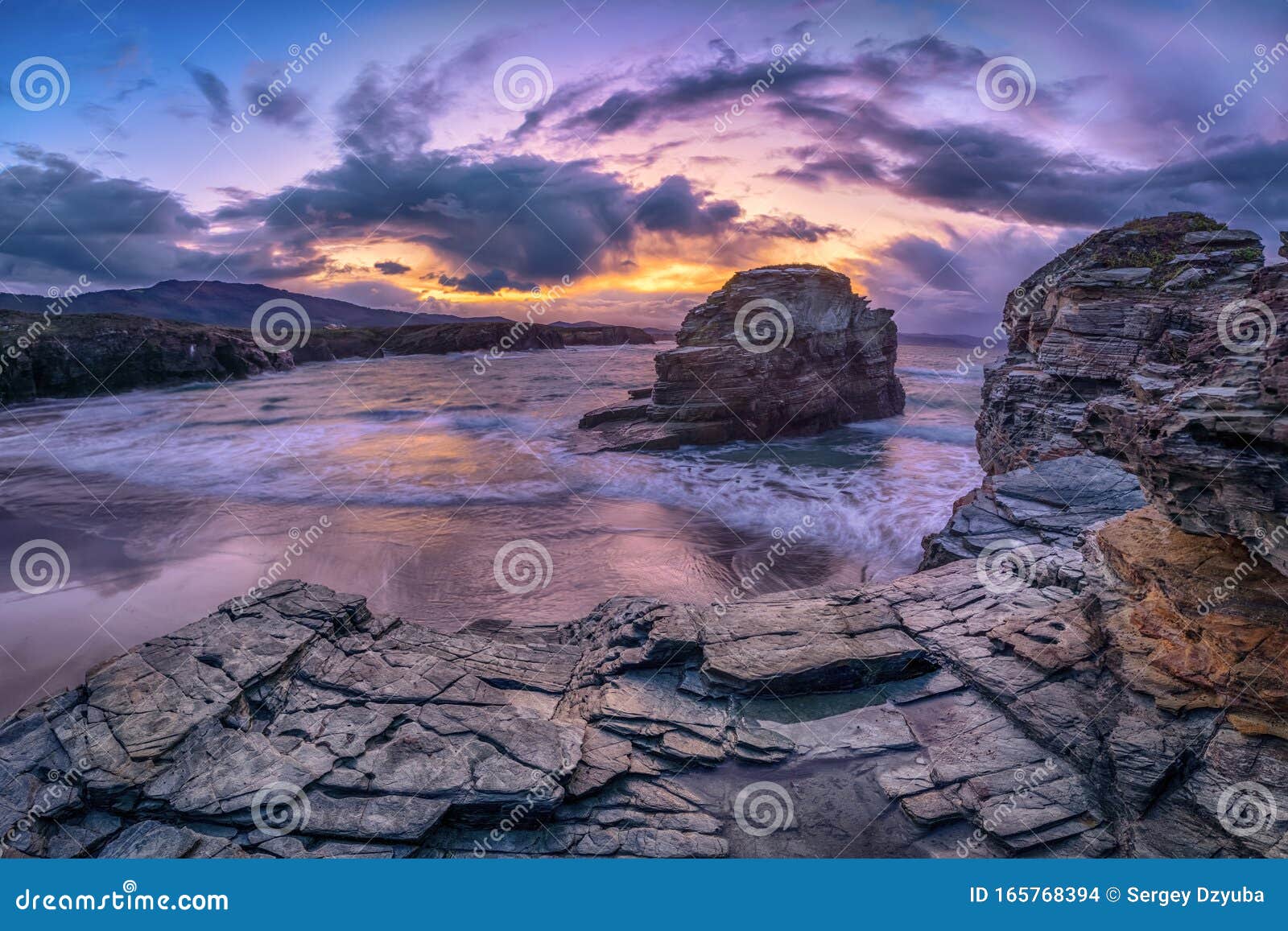 picturesque rocks and cliffs on praia das illas, spain
