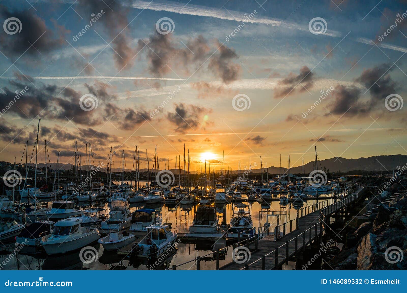 Picturesque Sunset Over Coffs Harbour Marina and Town Stock Photo ...